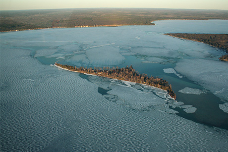 Aerial View of Higgins Lake in the Spring of 2009.